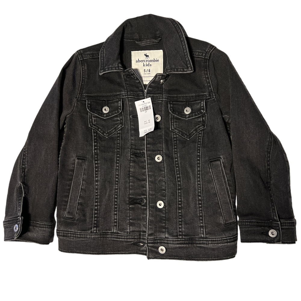 Abercrombie Kids Size 5/6 Black distressed Denim Jacket